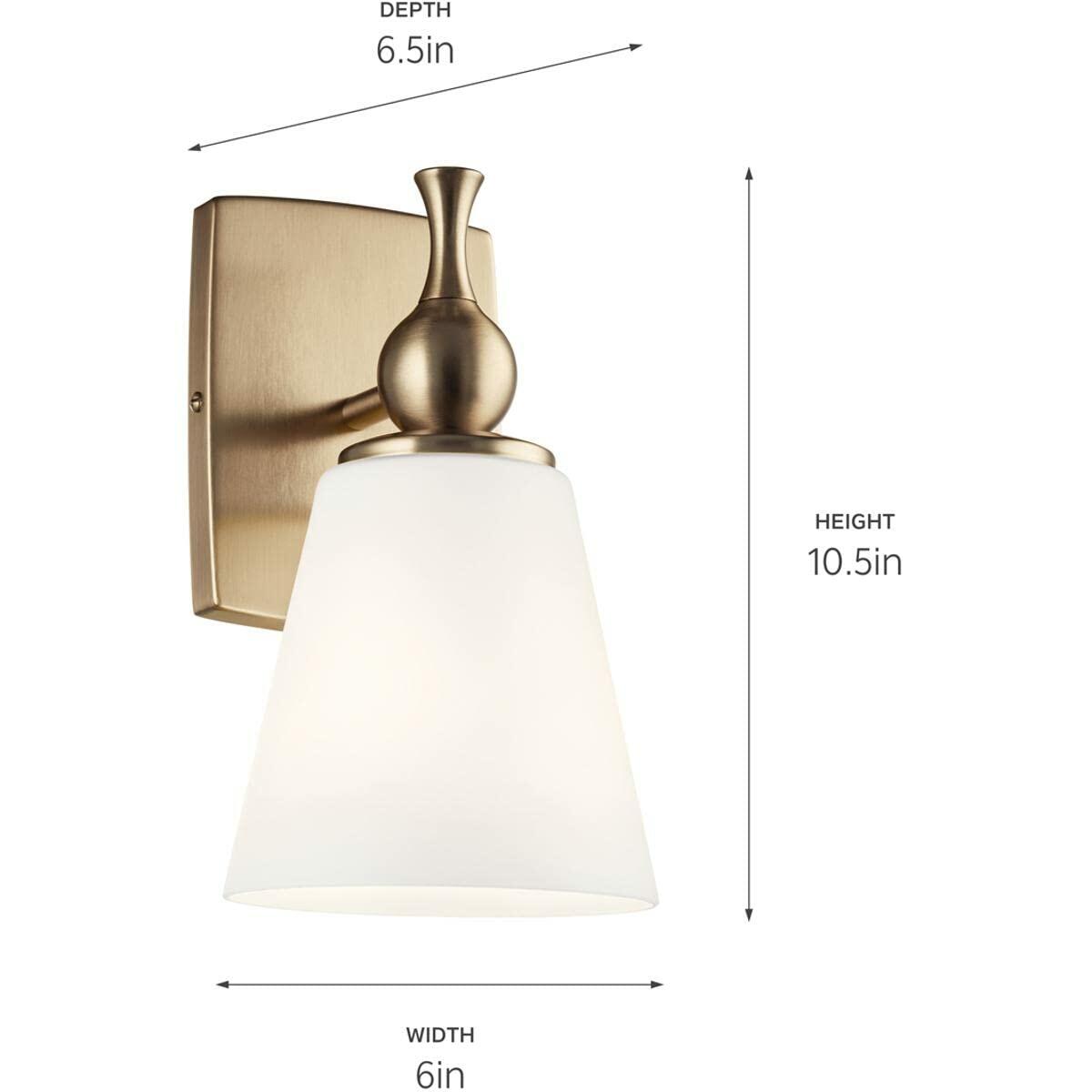 Kichler Cosabella 6 In. Wall Sconce Satin Opal Shade Champagne Bronze 55090