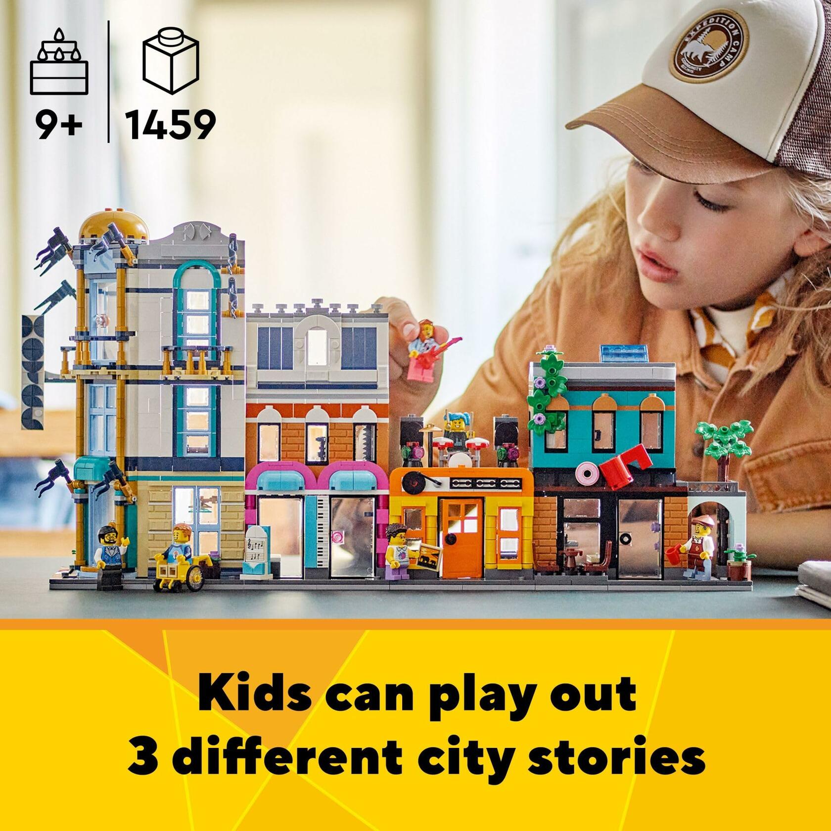 LEGO Creator Main Street 31141 Building Toy Set, 3 in 1 Toy City Art
