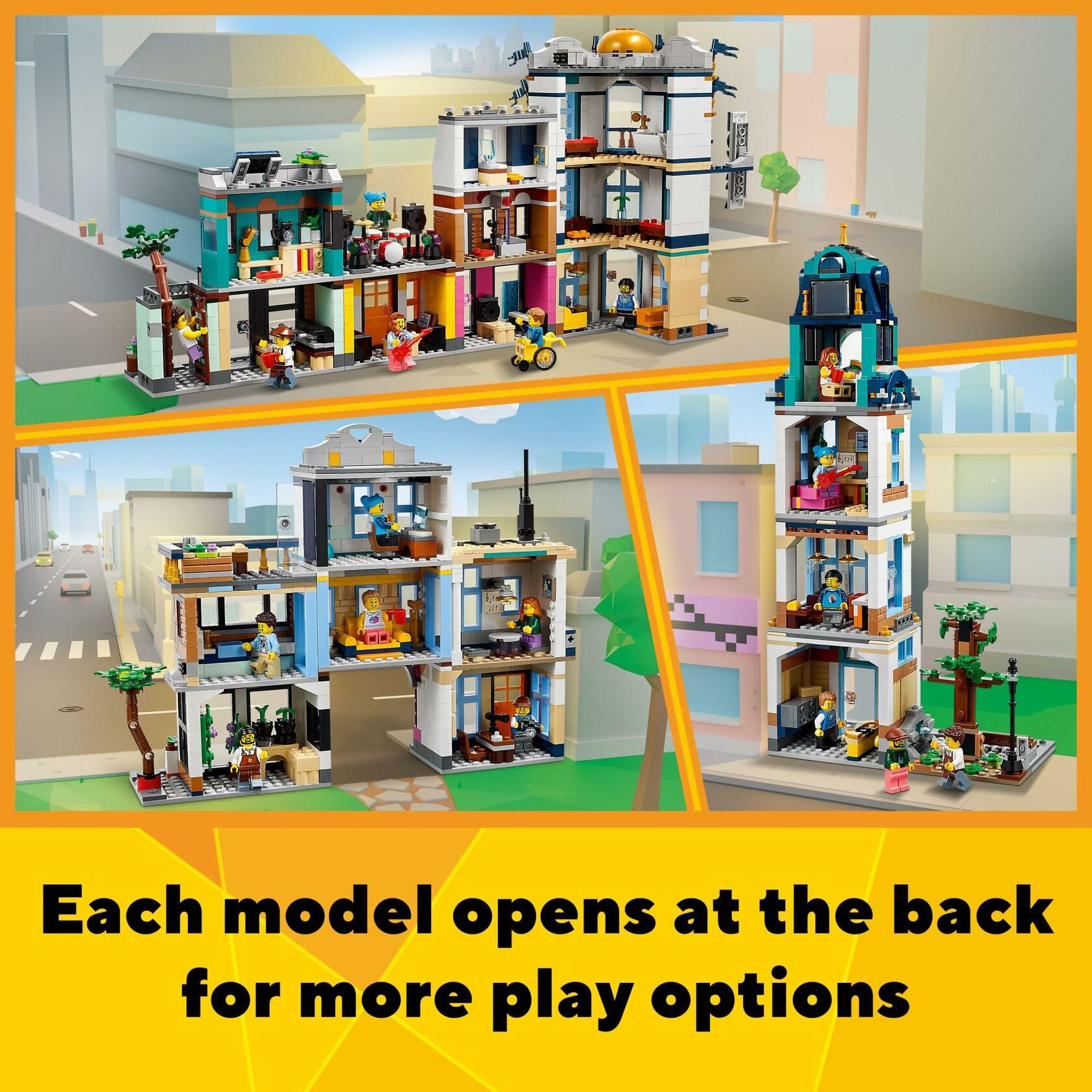 LEGO Creator Main Street 31141 Building Toy Set, 3 in 1 Toy City Art