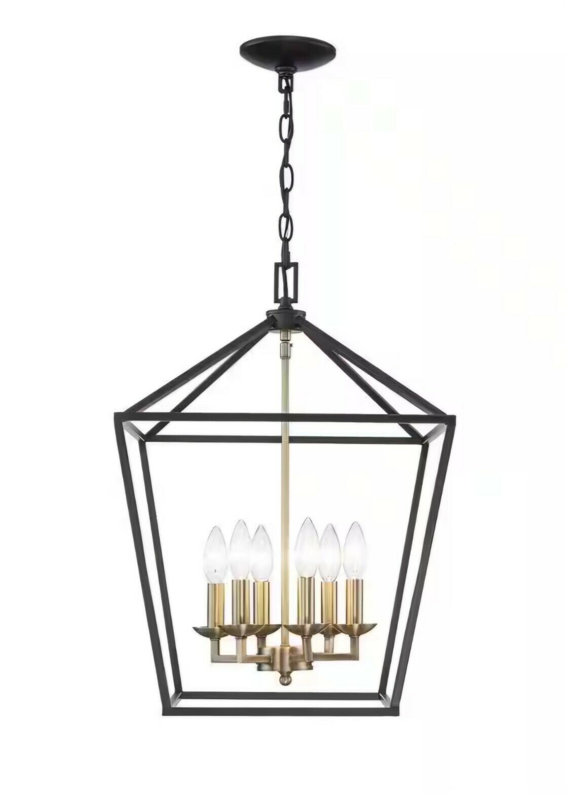 Home Decorators Weyburn 6-Light Brushed Brass Farmhouse Chandelier Light Fixture