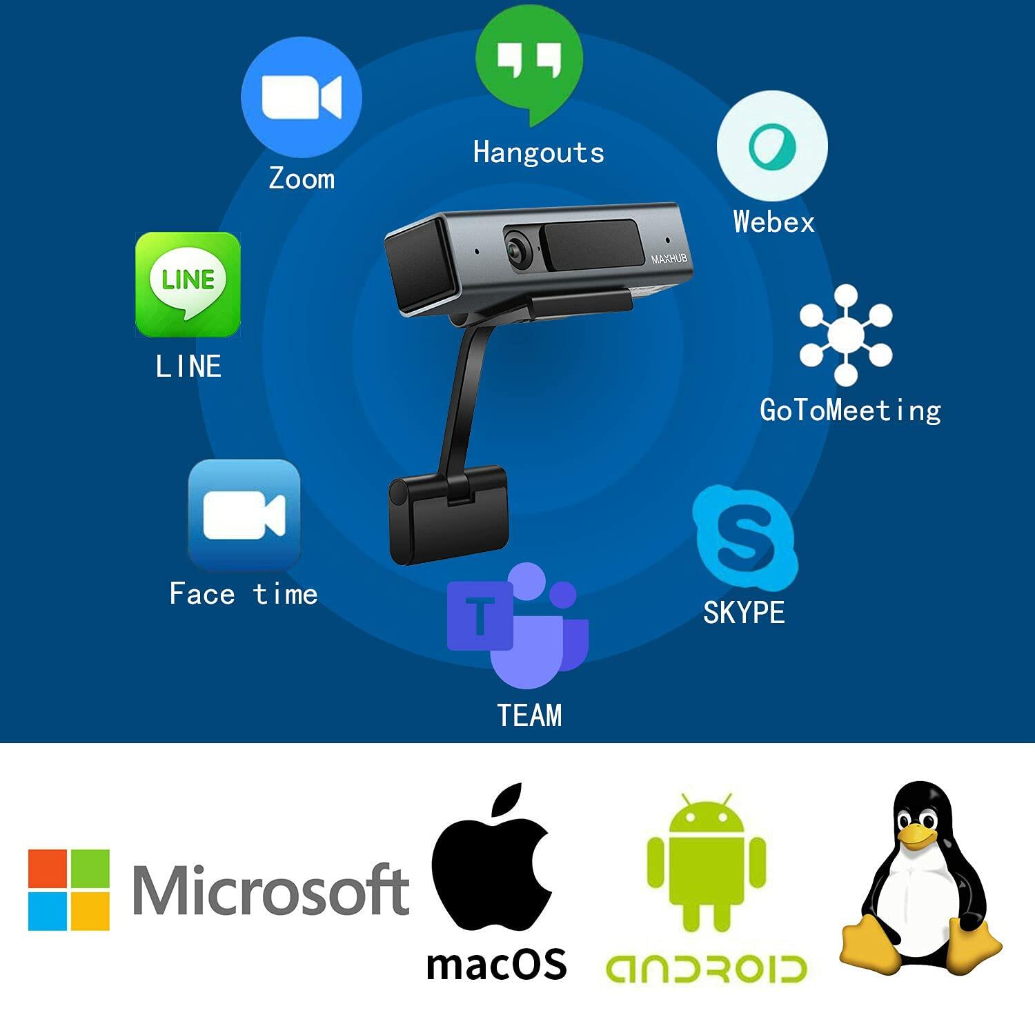 1080P HD Webcam with Microphone & Privacy Cover MAXHUB UC W10 USB PC Computer