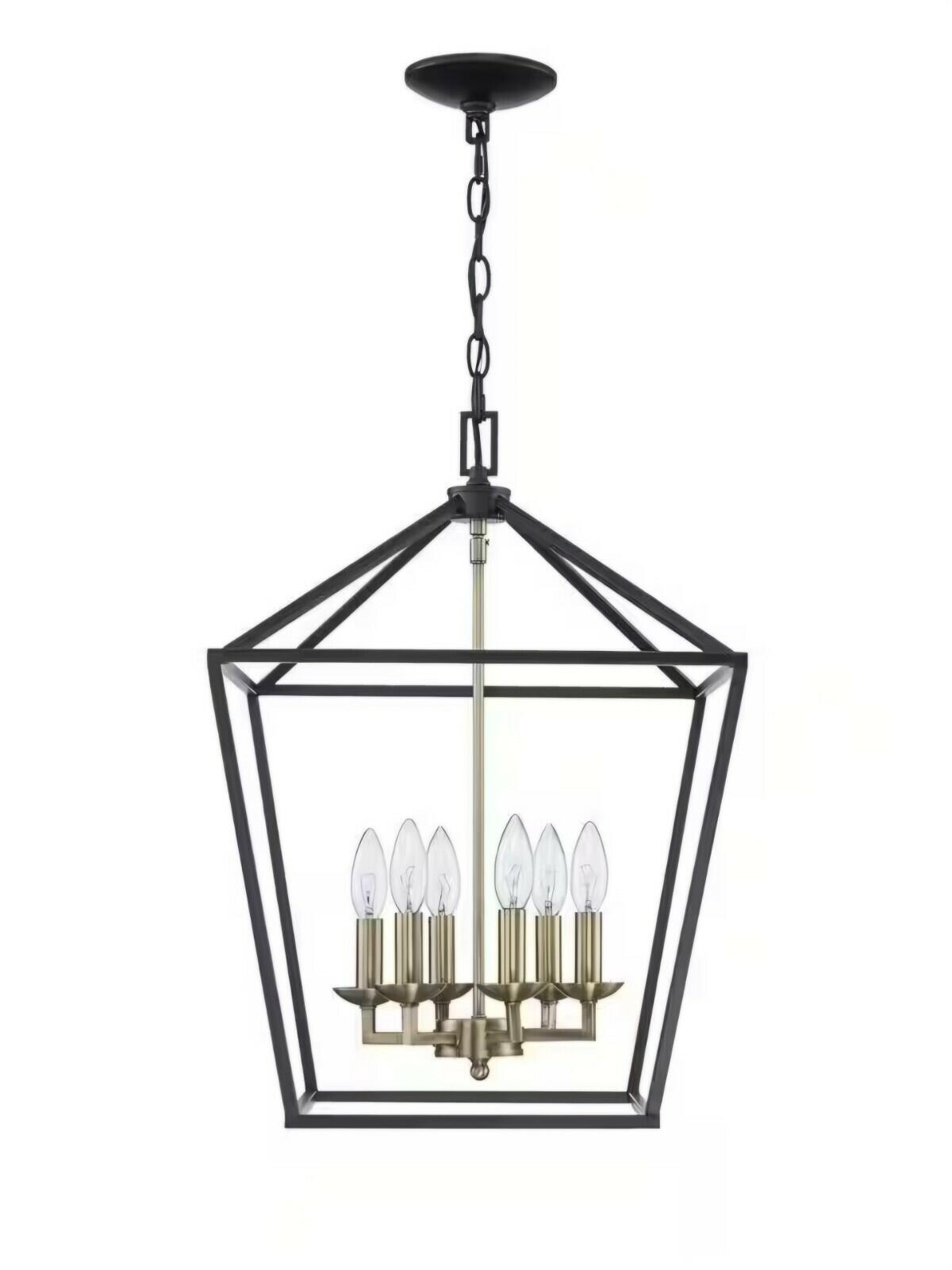 Home Decorators Weyburn 6-Light Brushed Brass Farmhouse Chandelier Light Fixture