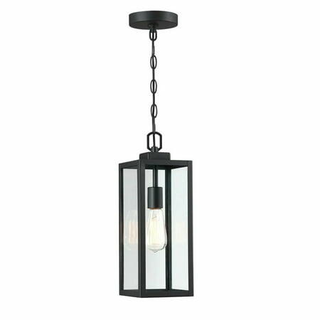 Hukoro Alfa 1-Light Matte Black Outdoor Hanging Lantern Pendant Light -