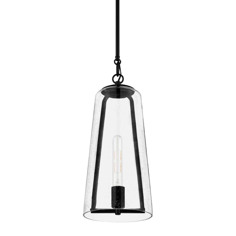 Desmond 8 in. 1-Light Modern Black Hanging Pendant Light 1006855158 Home Depot