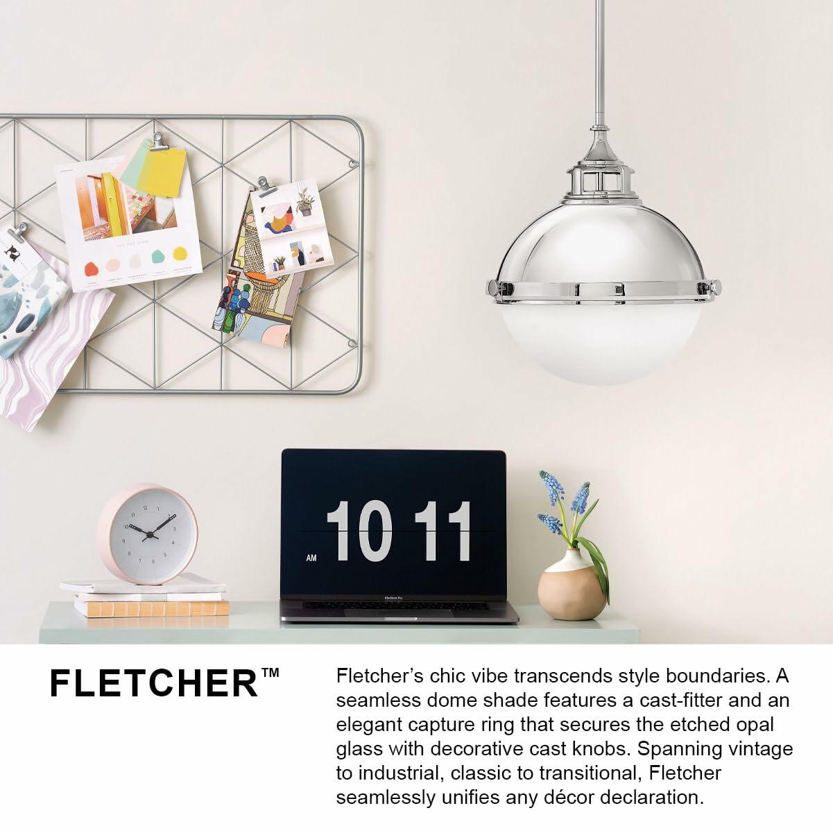 Hinkley Fletcher Collection Two Light Stem Hung Pendant, Polished Nickel