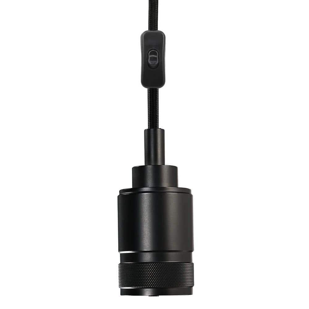 60-Watt 1-Light Socket Matte Black Industrial Style Pendant Light Plug In &