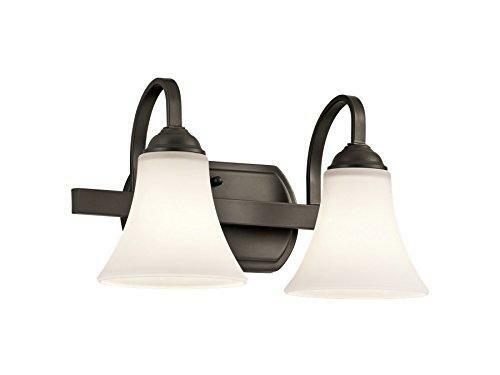 Kichler Keiran 14" 2 Light Vanity Light with Satin Etched White Glass in Olde Bronze®
