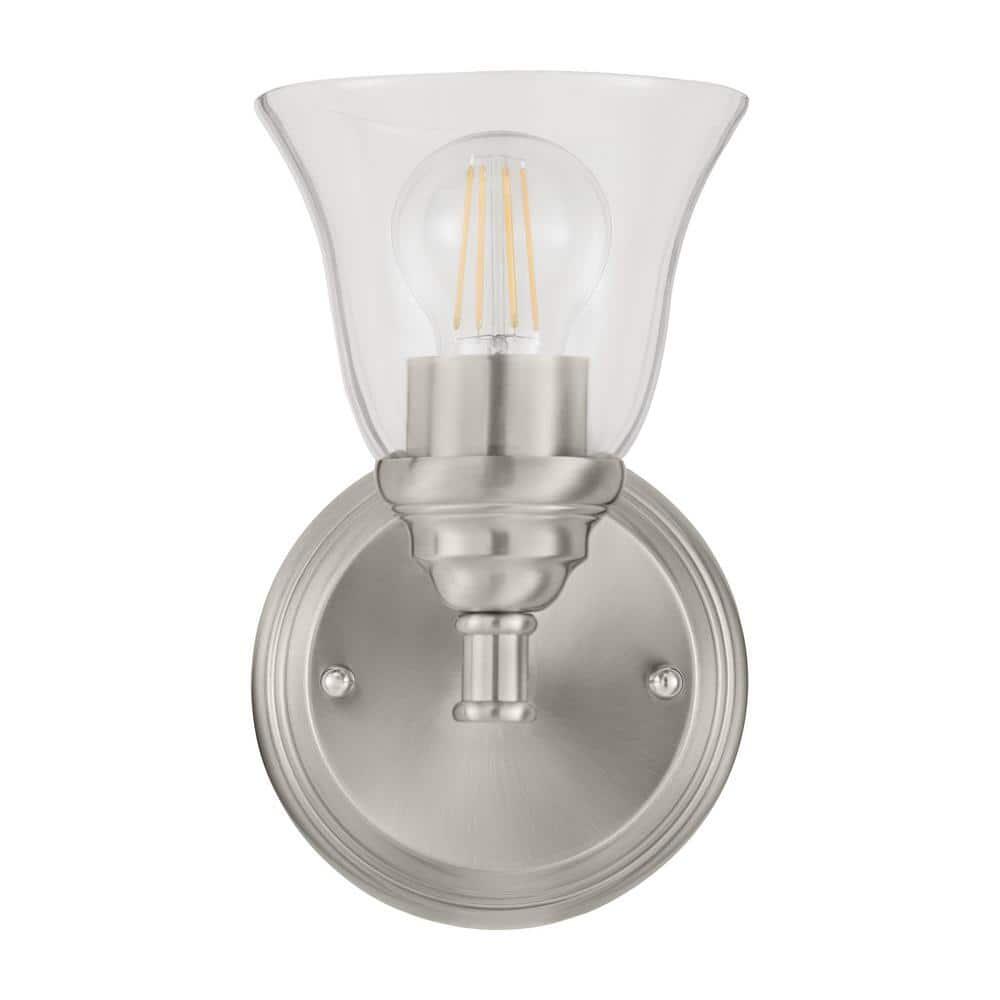 Hampton Bay Marsden 5.5 in. 1-Light Brushed Nickel Transitional Wall Mount