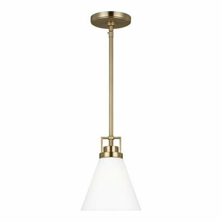Home Decorators Collection Clermont 1-Light Satin Brass Shaded Pendant Light