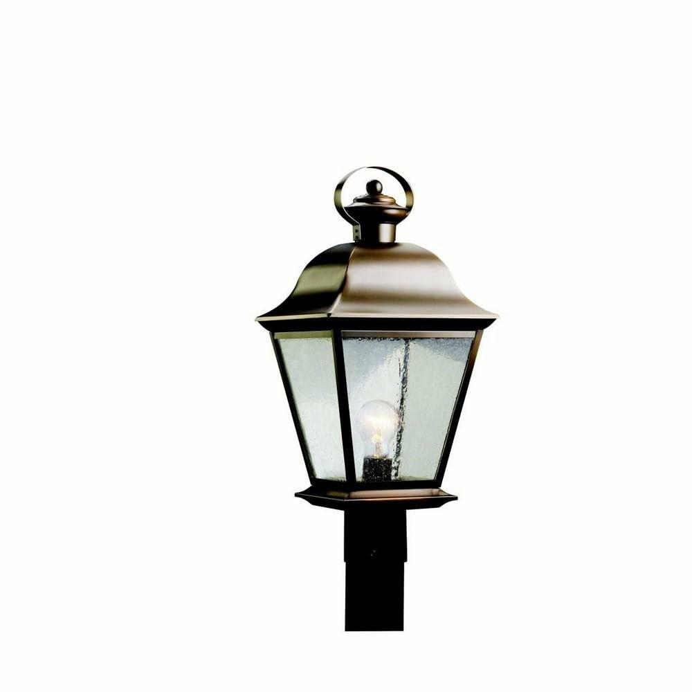 Kichler Mount Vernon 19.5" 1 Light Outdoor Post Light with Clear Seeded Glass in Olde Bronze®