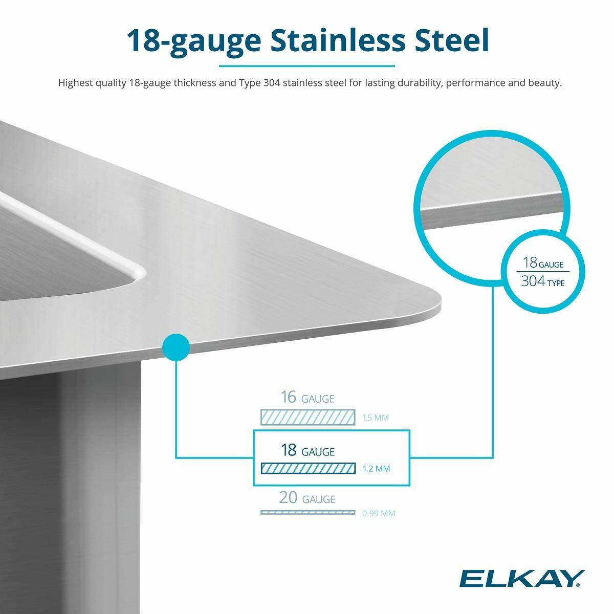 Elkay Crosstown 18 Gauge Workstation Stainless Steel 25-1/2" x 18-1/2" x 9" Single Bowl Undermount Sink & Faucet Kit