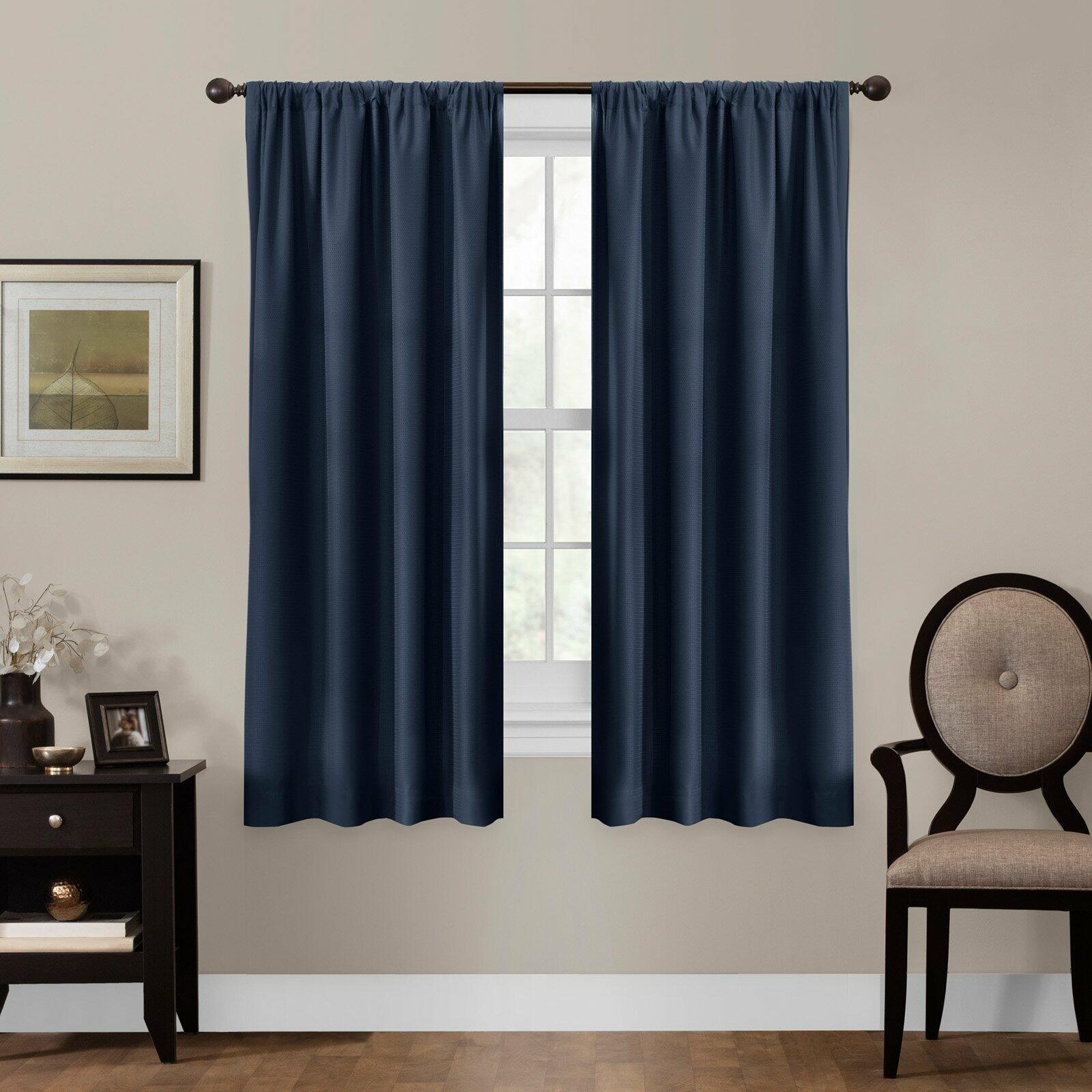 Maytex Smart Curtains Julius 100 Percent Blackout Window Panel, 50 inches x 63 inches, Navy