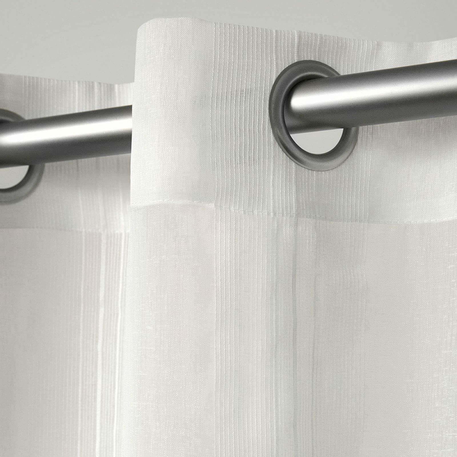 Exclusive Home Penny Sheer Embellished Stripe Grommet Top Curtain Panel Pair, 50"x96", Off-White