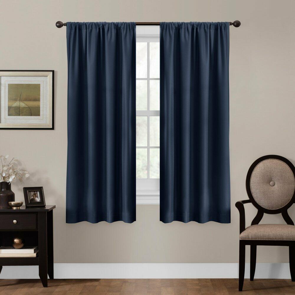 Maytex Smart Curtains Julius 100 Percent Blackout Window Panel, 50 inches x 63 inches, Navy
