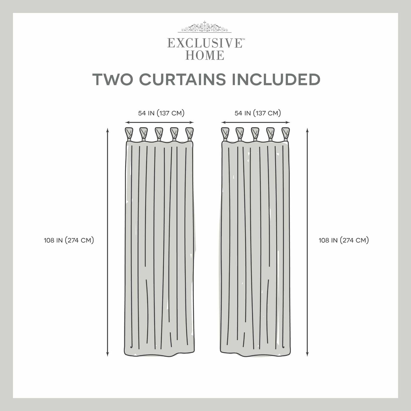 Exclusive Home Loha Linen Braided Tab Top Curtain Panel Pair, 54"x63", Winter
