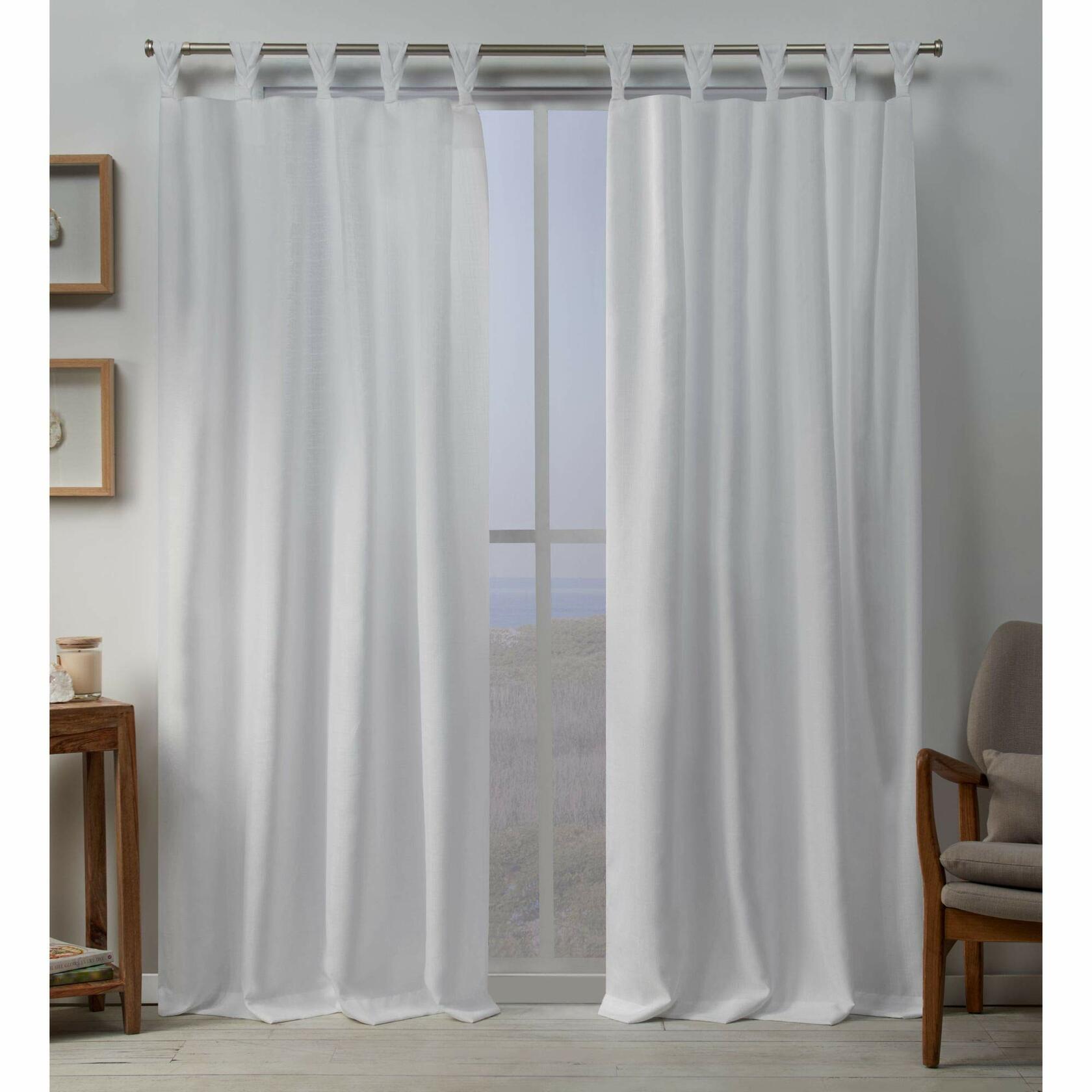 Exclusive Home Loha Linen Braided Tab Top Curtain Panel Pair, 54"x63", Winter