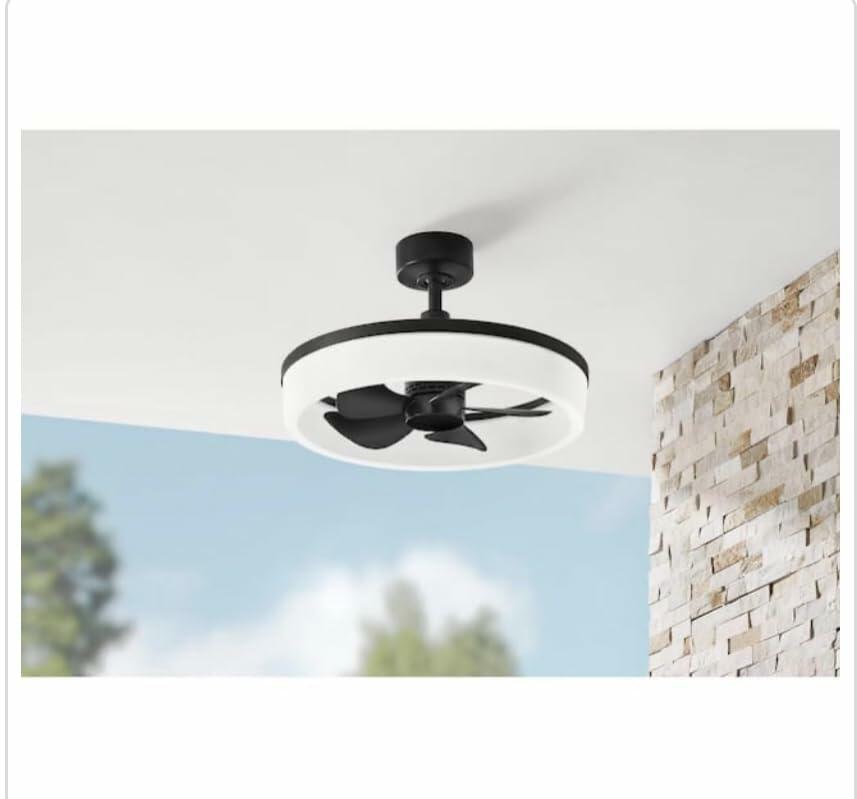 Home Decorators Dialstone 23 in. Integrated CCT LED Indoor/Outdoor Matte Black Ceiling Fan with Remote Control
