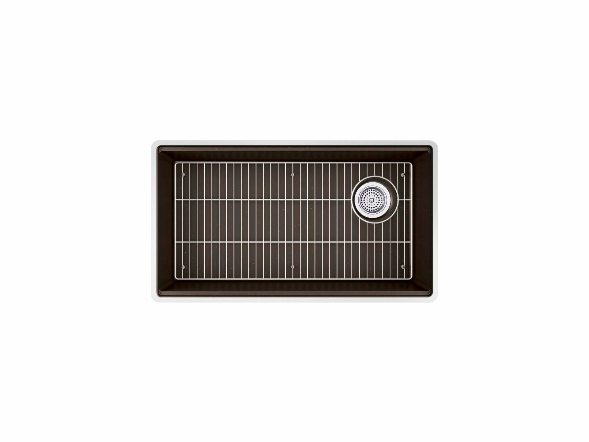 KOHLER Billings 32-1/2" Undermount Single-Bowl Workstation Kitchen Sink, Neoroc Composite, Deep Bowl, Matte Finish, Right Rear Drain, Fits 36" Cabinet, Matte Brown, K-33710-PC-CM2