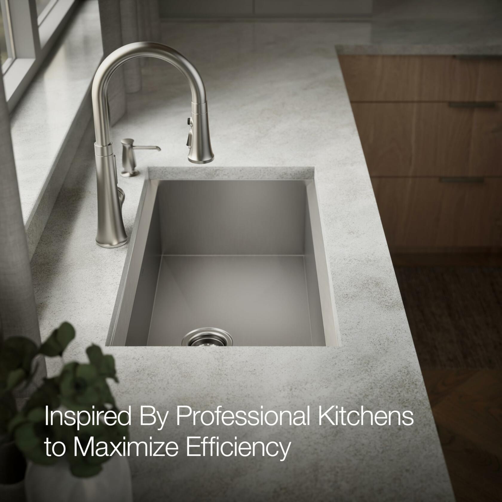 KOHLER Task 33" Top-/Undermount Single-Bowl Workstation Kitchen Sink, Includes Accessories, Stainless Steel, 2 Faucet Holes, K-80084-2PC-NA