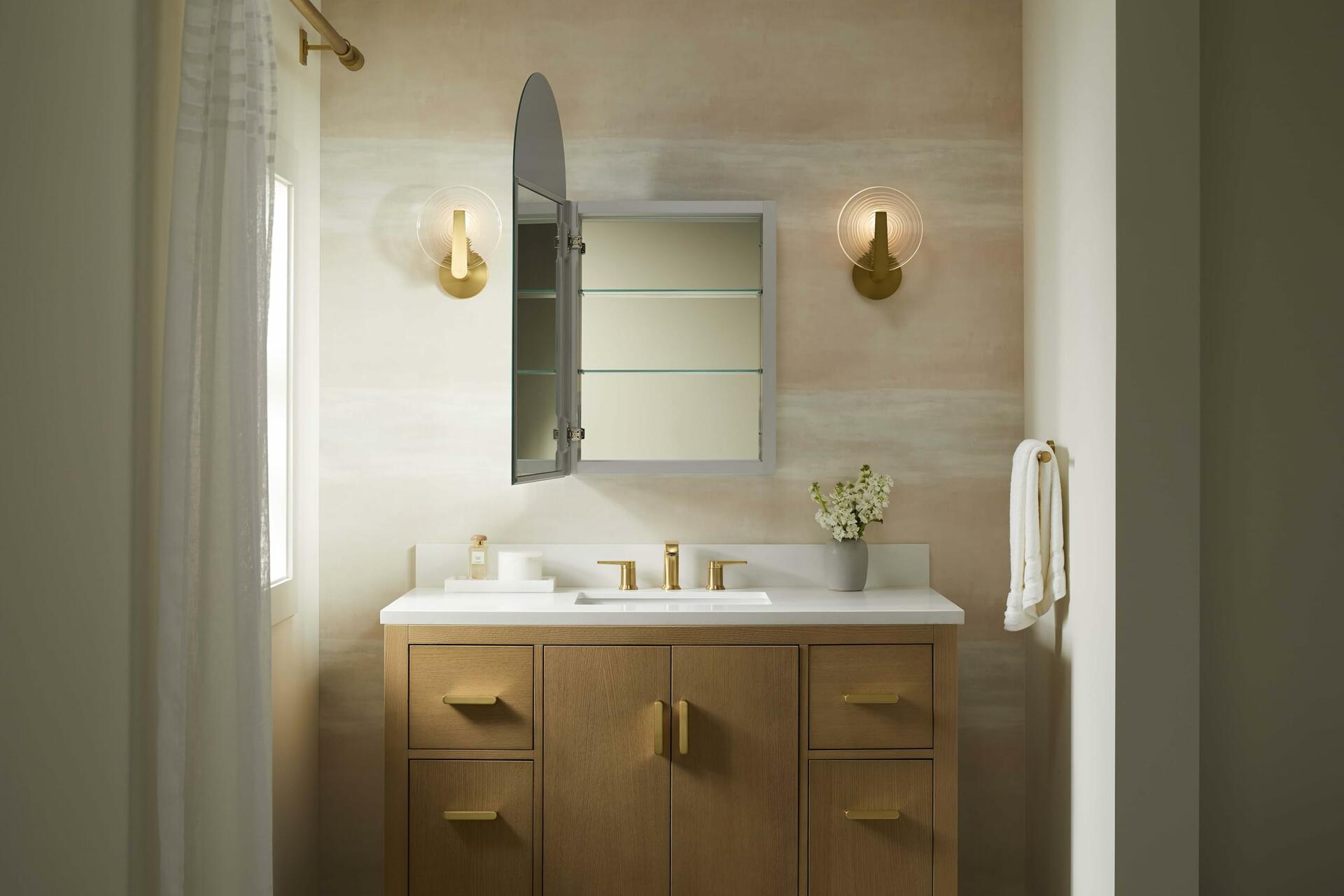 KOHLER Embark Medicine Cabinet, Deep Storage with Adjustable Shelves and Arch Mirrored Door, 20" x 36"