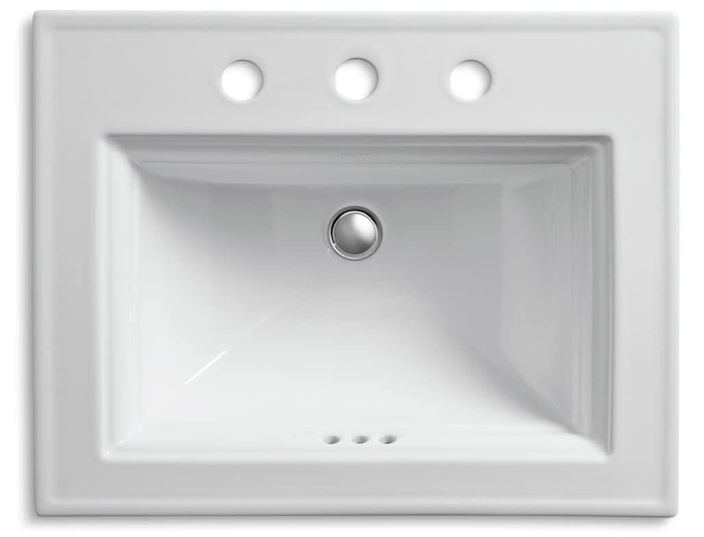 Kohler K-2337-8-95 Memoirs Rectangular DropIn Single Bowl Bathroom Sink Ice Grey