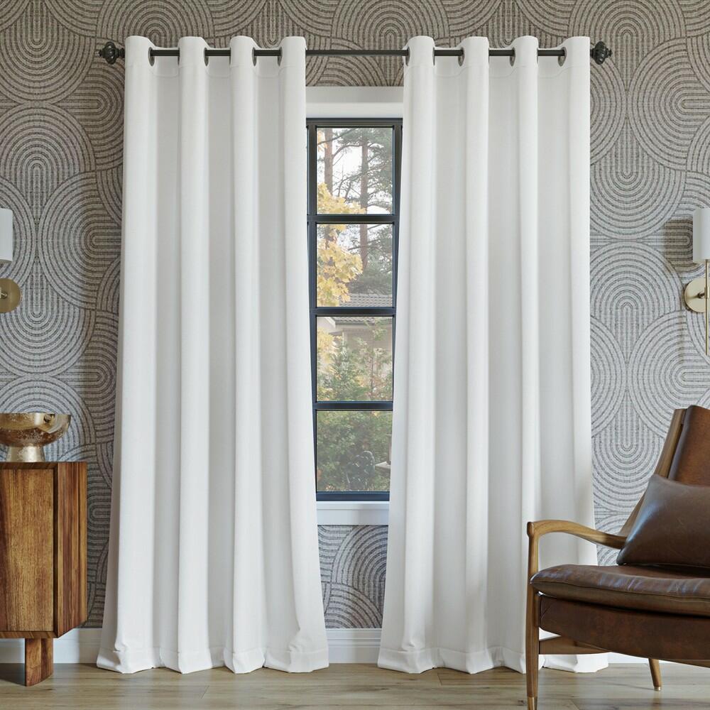 Sun Zero Oslo Extreme 100% Blackout Grommet Curtain Panel  52 x84   White  1-Piece Single Panel