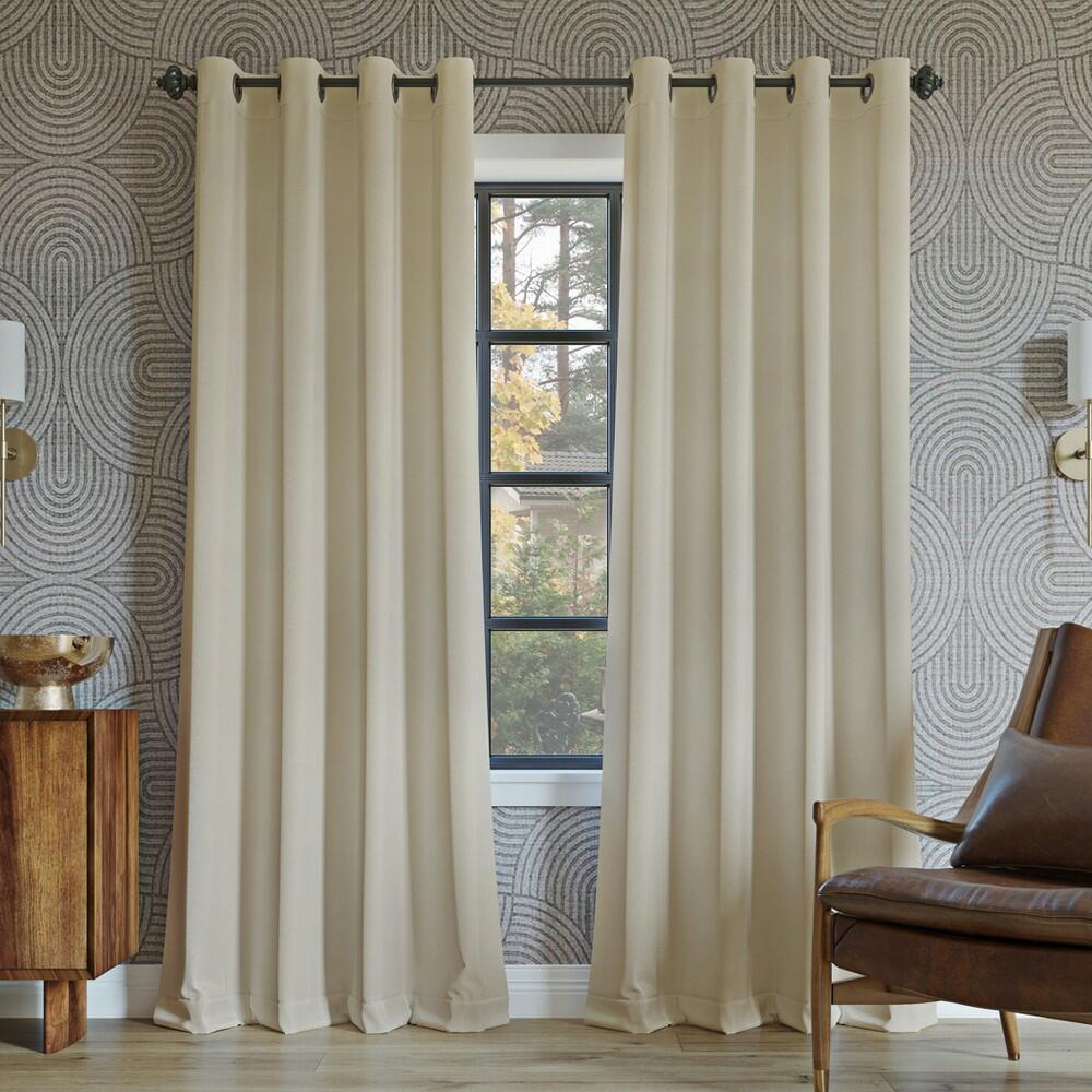 Sun Zero Oslo Extreme 100% Blackout Grommet Curtain Panel  52 x108   Cream  1-Piece Single Panel