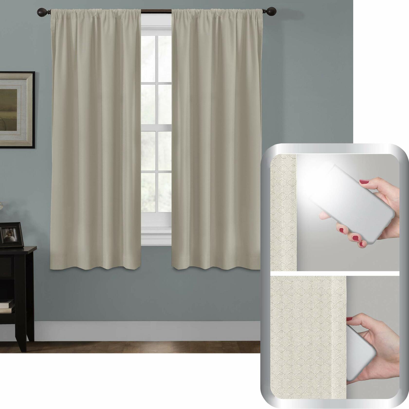 Maytex Smart Curtains Julius 100 Percent Blackout Window Panel, 50 inches x 63 inches, Linen