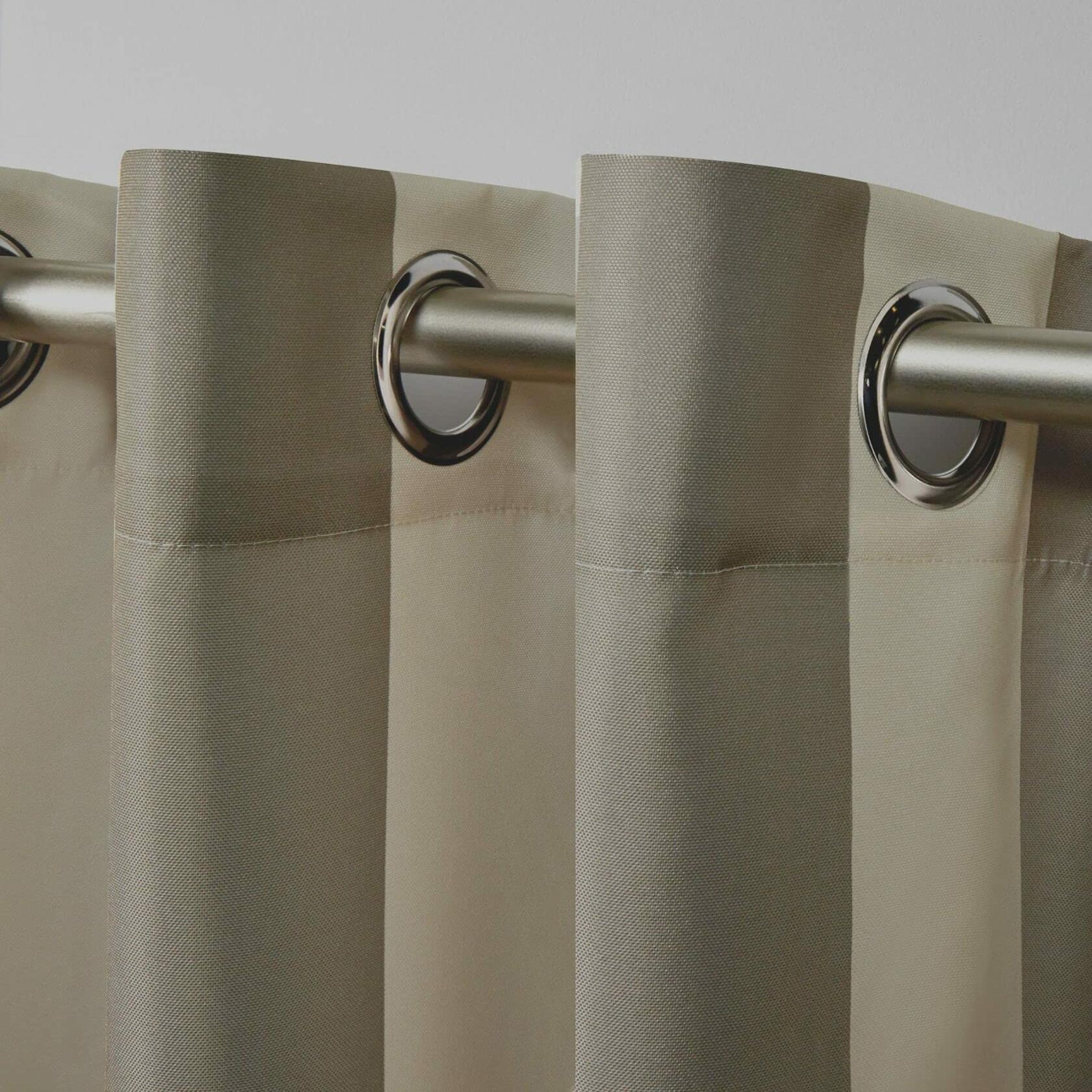 Exclusive Home Canopy Stripe Indoor/Outdoor Grommet Top Curtain Panel, 54"x96", Taupe / Sand, Set of 2