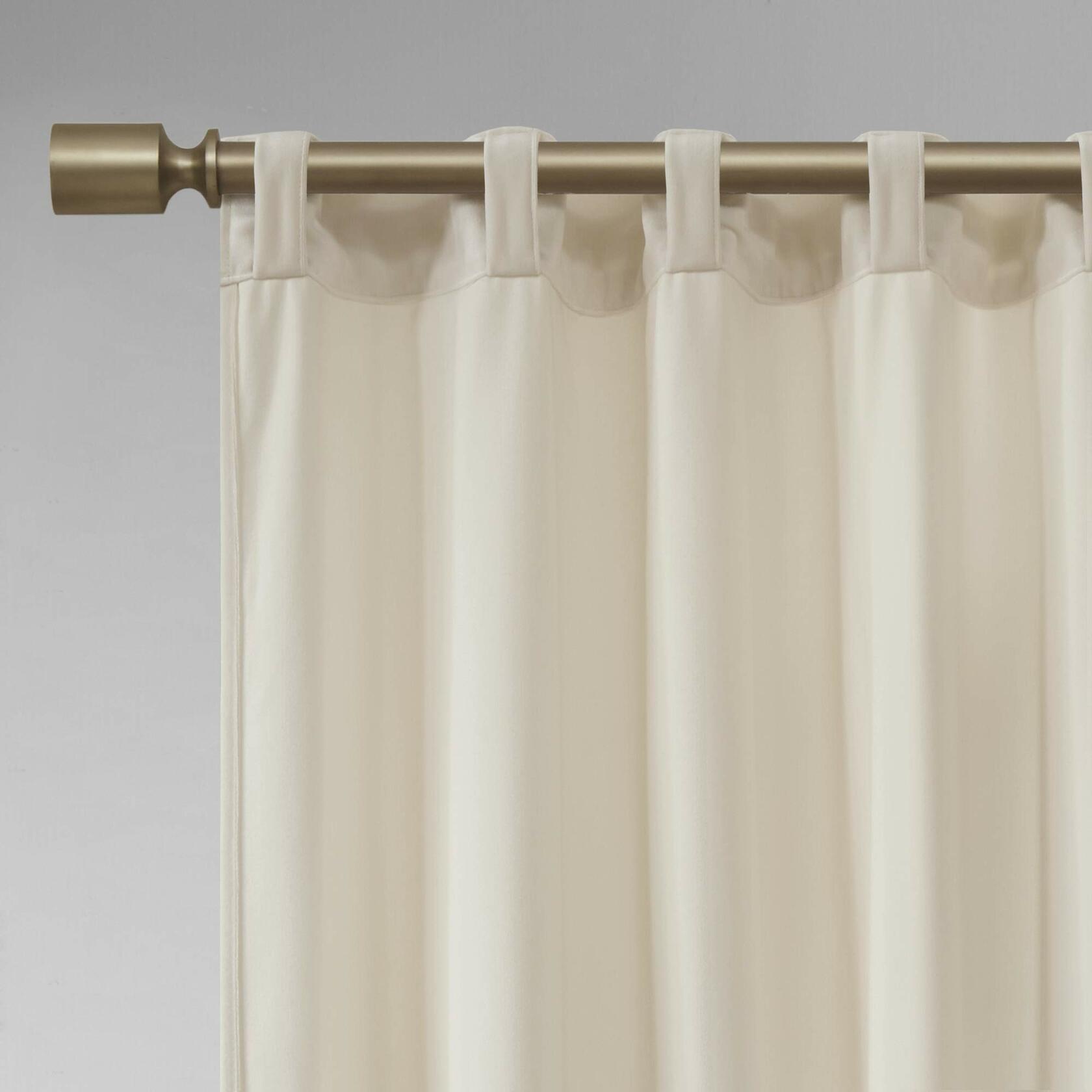 Sun Smart Colt Room Darkening Poly Velvet Rod Pocket/Back Tab Window Treatment Curtain Set Panel Pair Drapes for Bedroom Living Room and Dorm, 95" Panel, Ivory