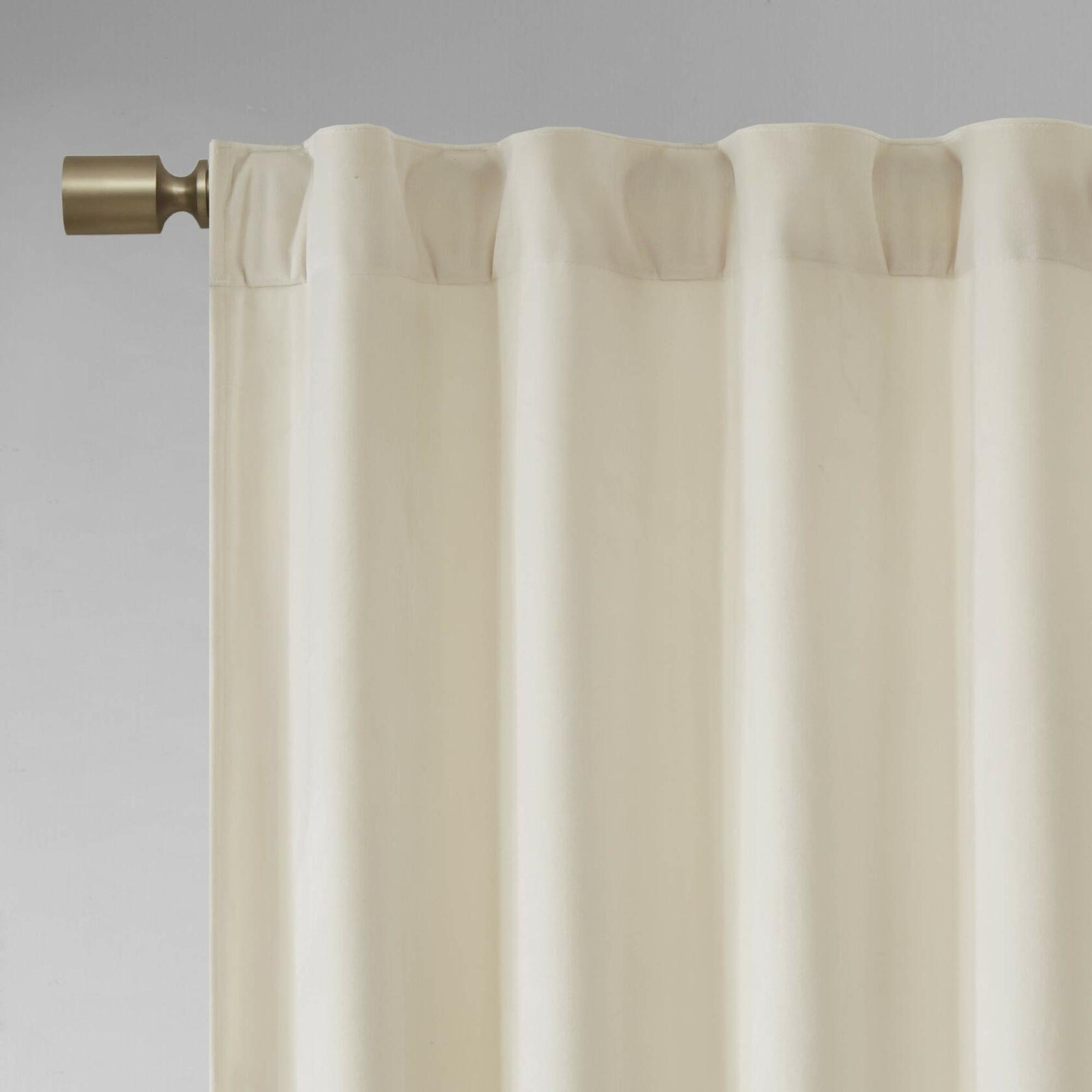 Sun Smart Colt Room Darkening Poly Velvet Rod Pocket/Back Tab Window Treatment Curtain Set Panel Pair Drapes for Bedroom Living Room and Dorm, 95" Panel, Ivory