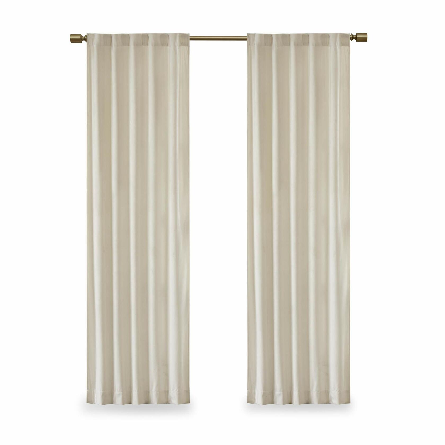 Sun Smart Colt Room Darkening Poly Velvet Rod Pocket/Back Tab Window Treatment Curtain Set Panel Pair Drapes for Bedroom Living Room and Dorm, 95" Panel, Ivory