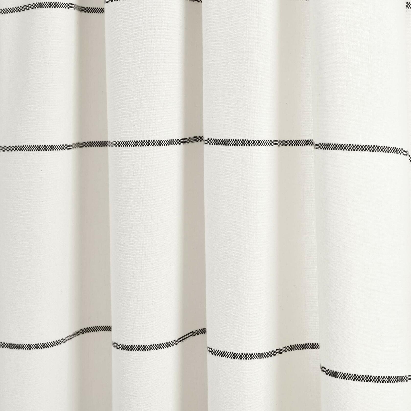 Lush Decor Farmhouse Boho Stripe Woven Tassel Yarn Dyed Cotton Window Curtain Panel Pair, 95" L x 42" W, Ivory & Black
