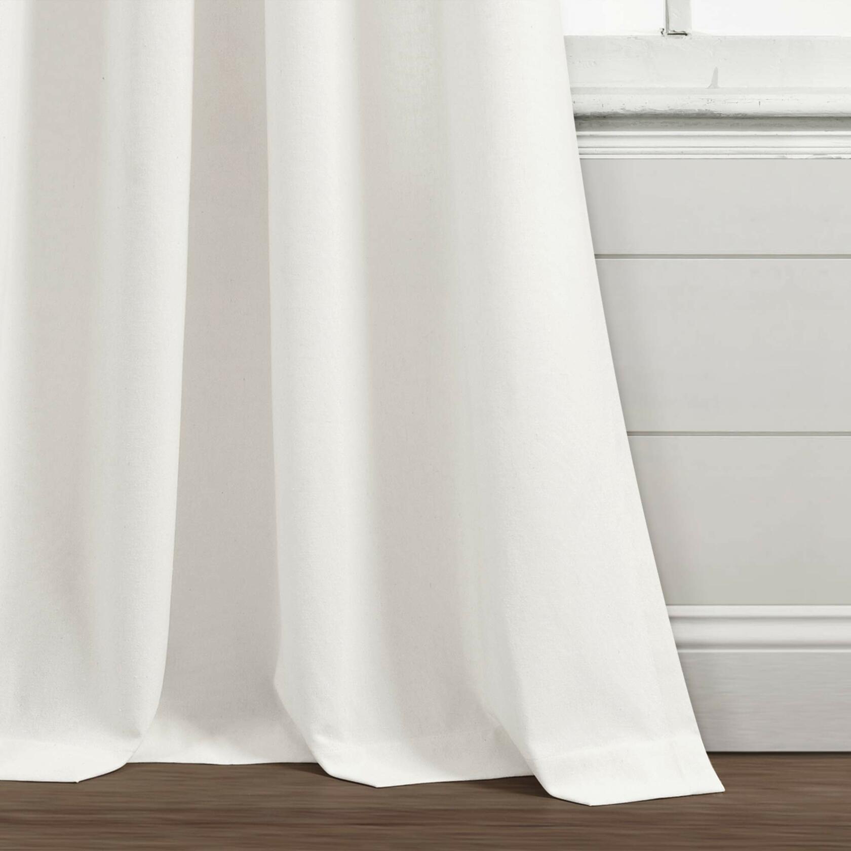 Lush Decor Farmhouse Boho Stripe Woven Tassel Yarn Dyed Cotton Window Curtain Panel Pair, 95" L x 42" W, Ivory & Black