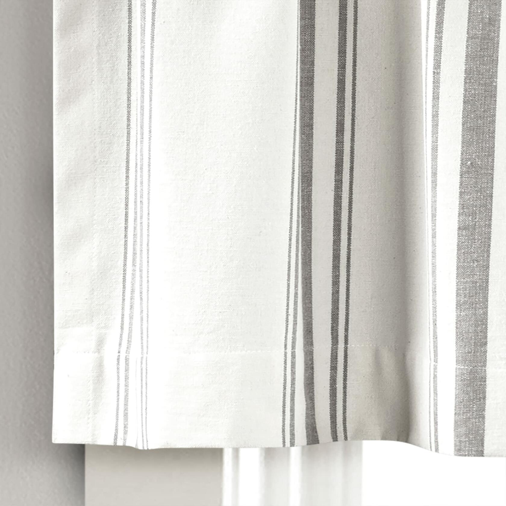 Lush Decor Farmhouse Stripe Yarn Dyed Recycled Cotton Window Curtain Valance, 18" L x 52" W, Gray - Classic Modern Rustic Charm - Eco Friendly Cotton Fabric