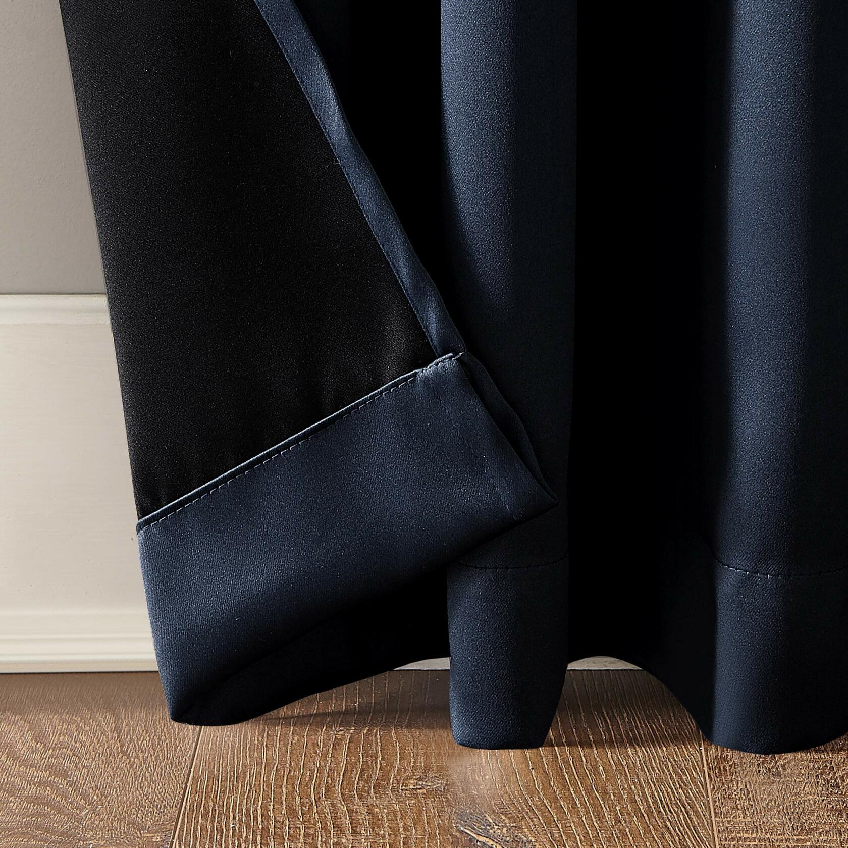 Sun Zero Oslo Theater Grade Extreme Total Blackout Rod Pocket Curtain Panel, 52" x 84", Navy Blue