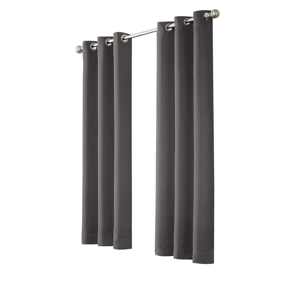 Thermapanel Grey Solid Polyester 37 in. W x 84 in. L Room Darkening Single Grommet Top Curtain Panel