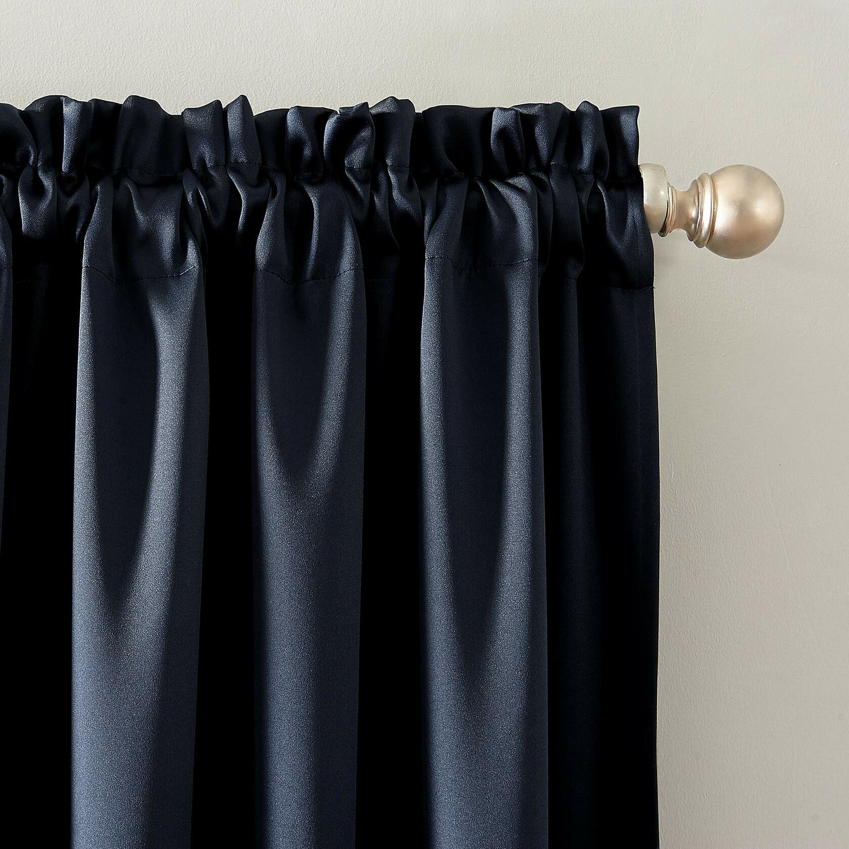 Sun Zero Oslo Theater Grade Extreme Total Blackout Rod Pocket Curtain Panel, 52" x 84", Navy Blue