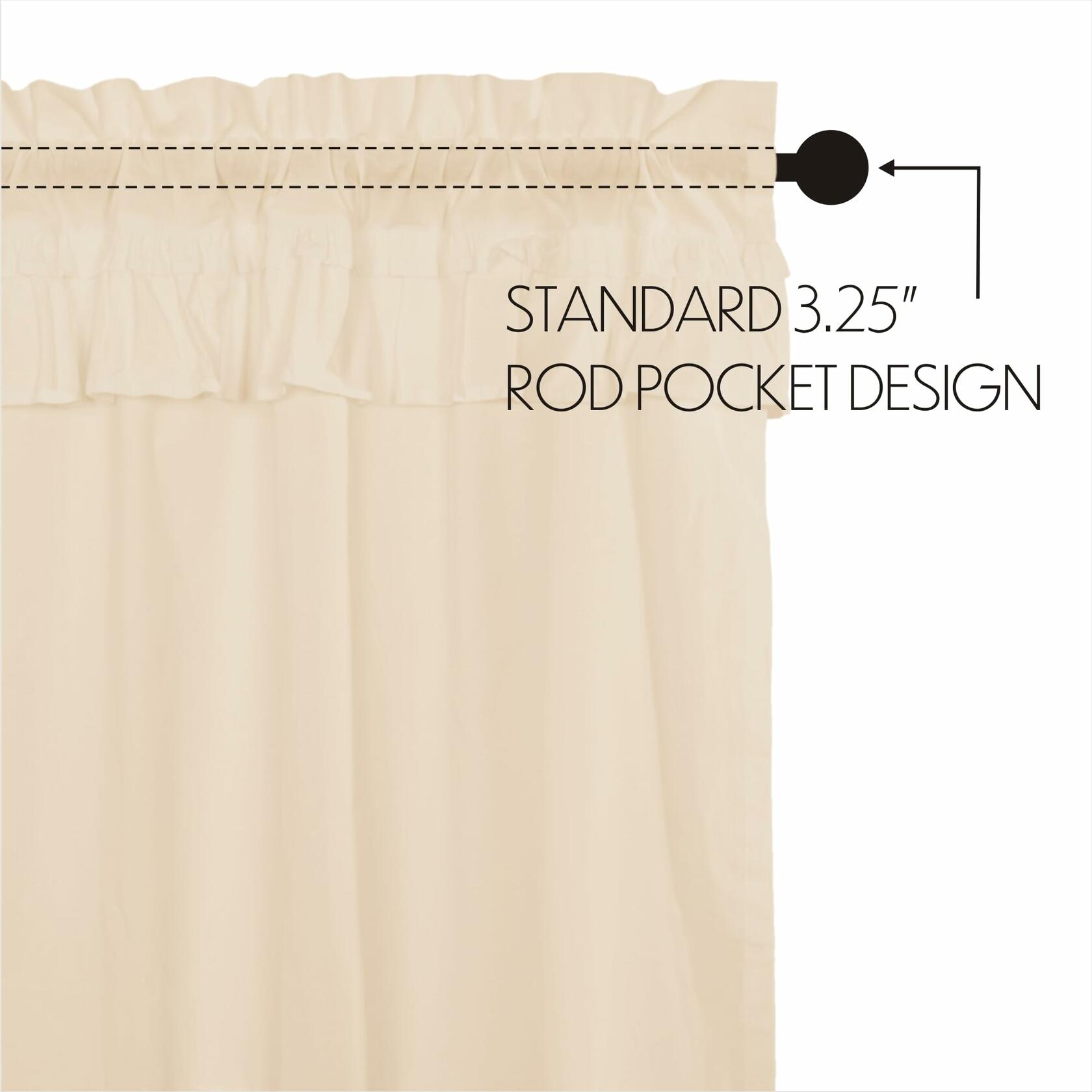 VHC Brands Muslin Ruffled Unbleached Natural Tan Tier Set of 2 Farmhouse Cotton Window Treatment for Living Room or Kitchen 24" Lx36 W