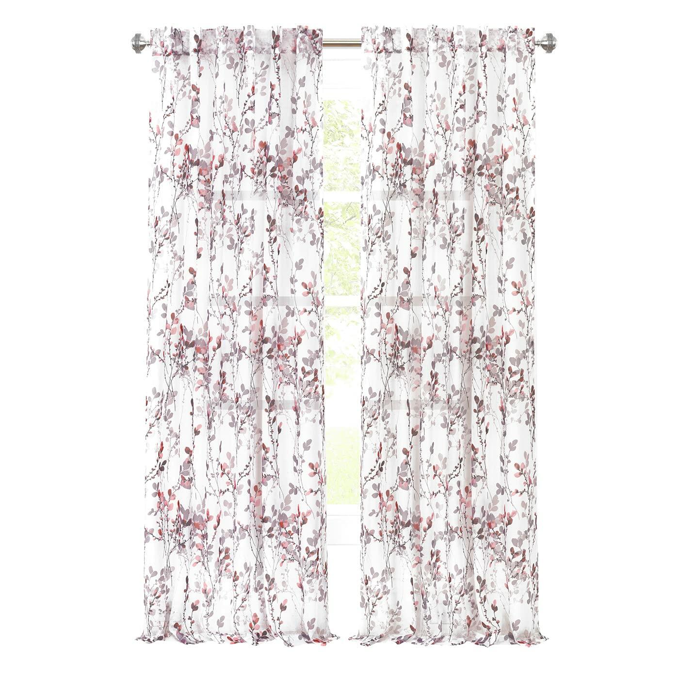 Achim Home Furnishings Misty Back Tab Window Curtain Panel, 52" x 63", Blush