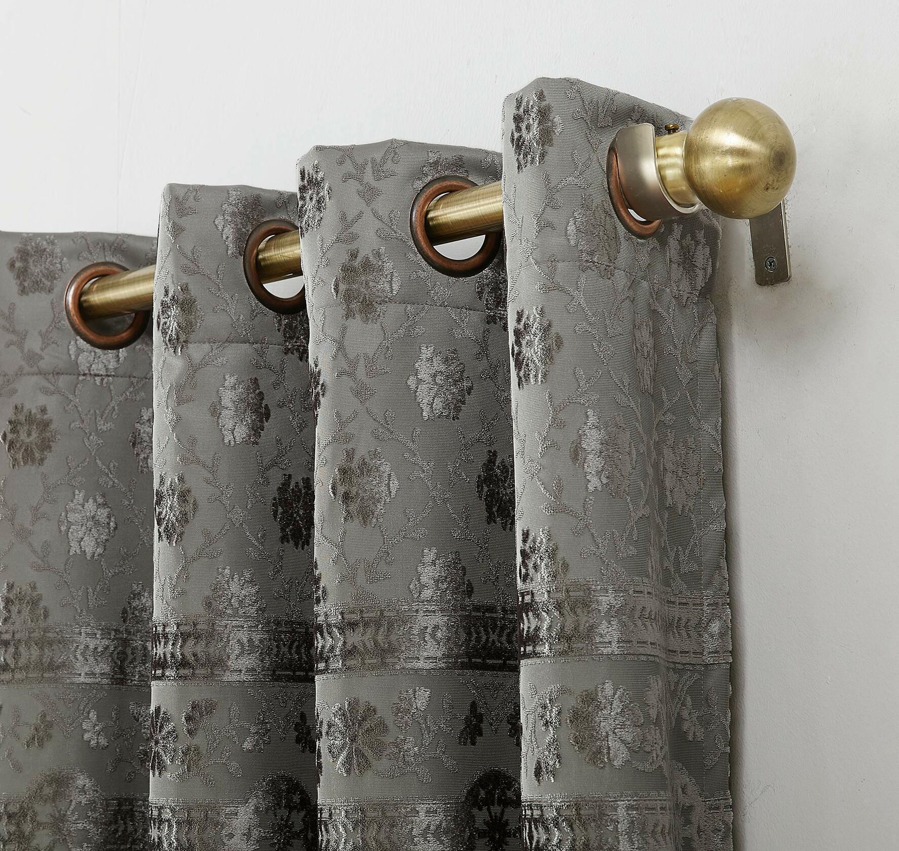 Sun Zero Elidah Medallion Bonded Velvet Thermal Extreme Total Blackout Grommet Curtain Panel, 50" x 84", Gray