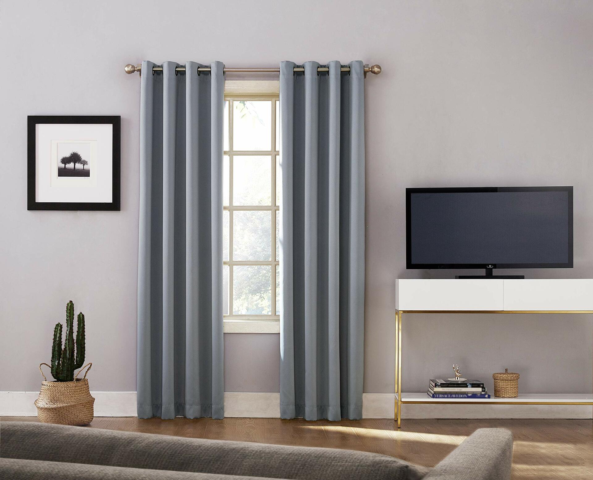 Sun Zero Nordic Theater Grade Extreme 100% Blackout Grommet Curtain Single Panel, 52" x 63", Haze