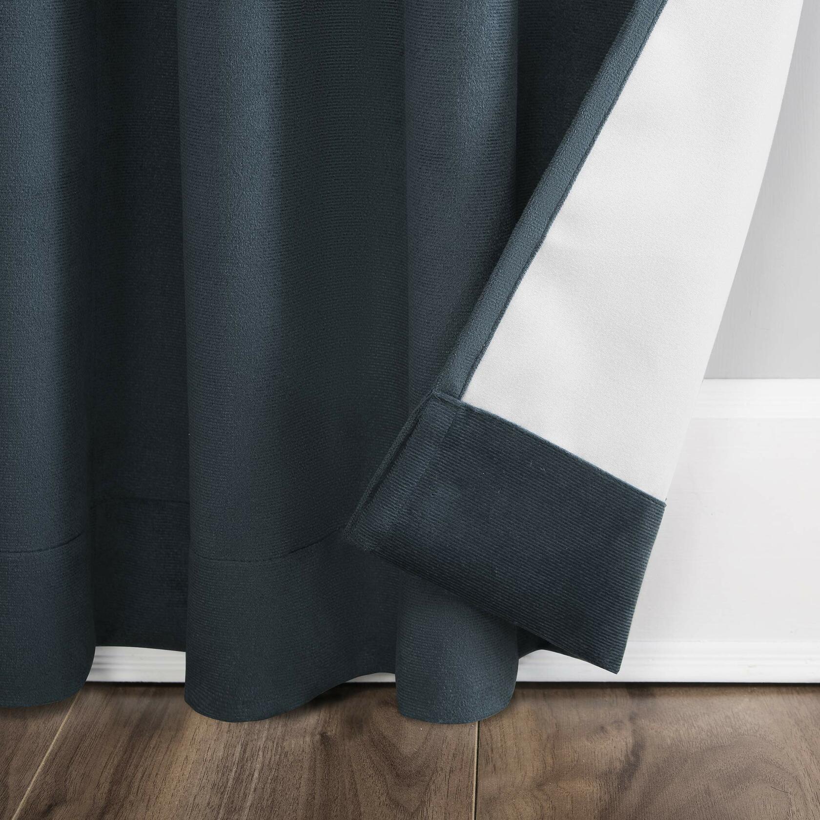 Sun Zero Hampshire Velvet Noise Reducing Thermal Extreme Total Blackout Back Tab Curtain Panel, 50" x 96", Teal