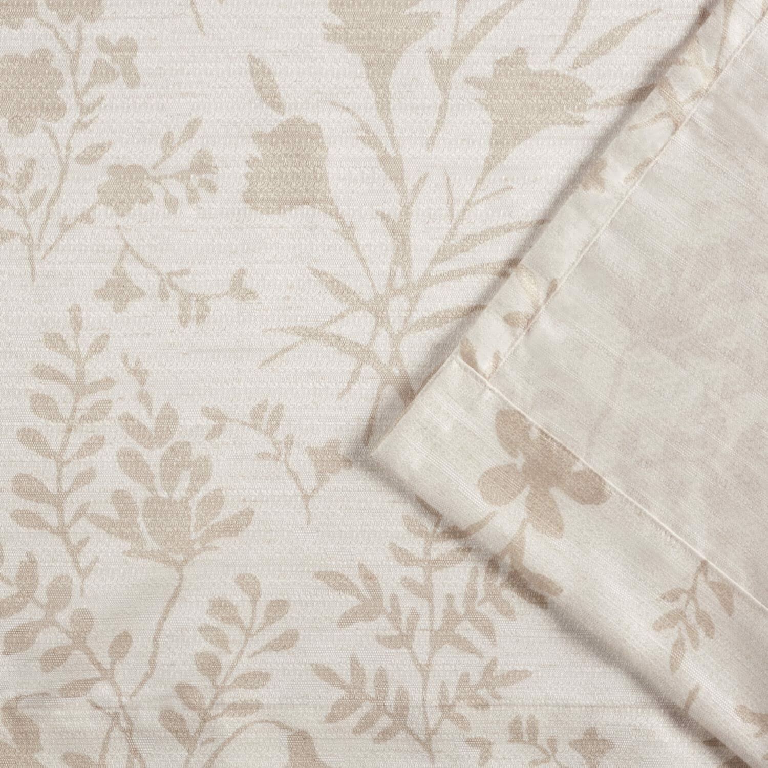 Exclusive Home Silhouette Floral Light Filtering Grommet Top Curtain Panel Pair, 54"x96", Natural, Set of 2