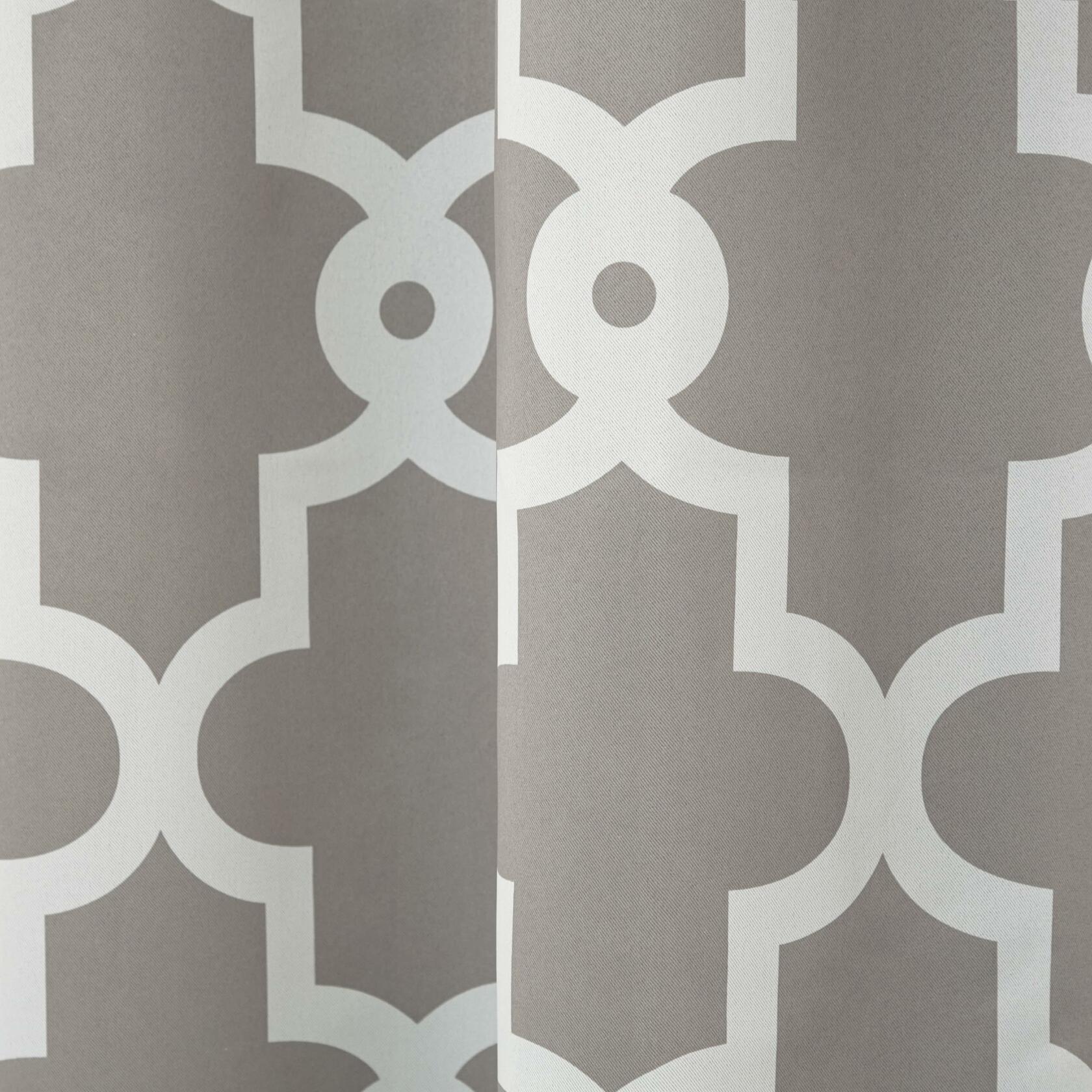 TOWN & COUNTRY EVERYDAY Ironwork Geo Trellis Sateen Indoor Curtains, Room Darkening Blackout, Grommet Top, Energy Efficient, 2-Pack Set, 52"x108", Silver