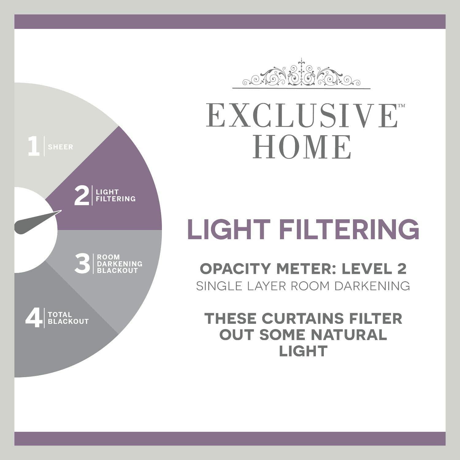 Exclusive Home Silhouette Floral Light Filtering Grommet Top Curtain Panel Pair, 54"x96", Natural, Set of 2