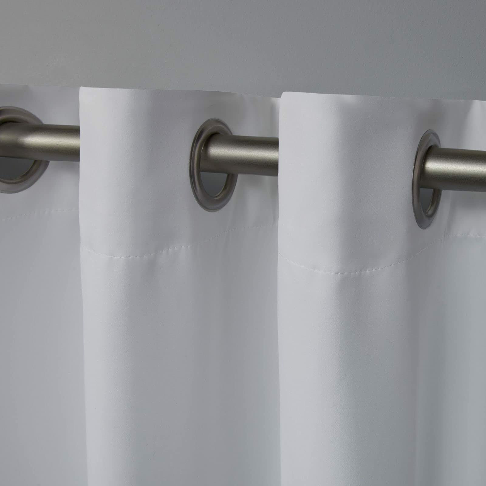 EXCLUSIVE HOME Academy Total Blackout Grommet Top Curtain Panel Pair, 52"x63", White