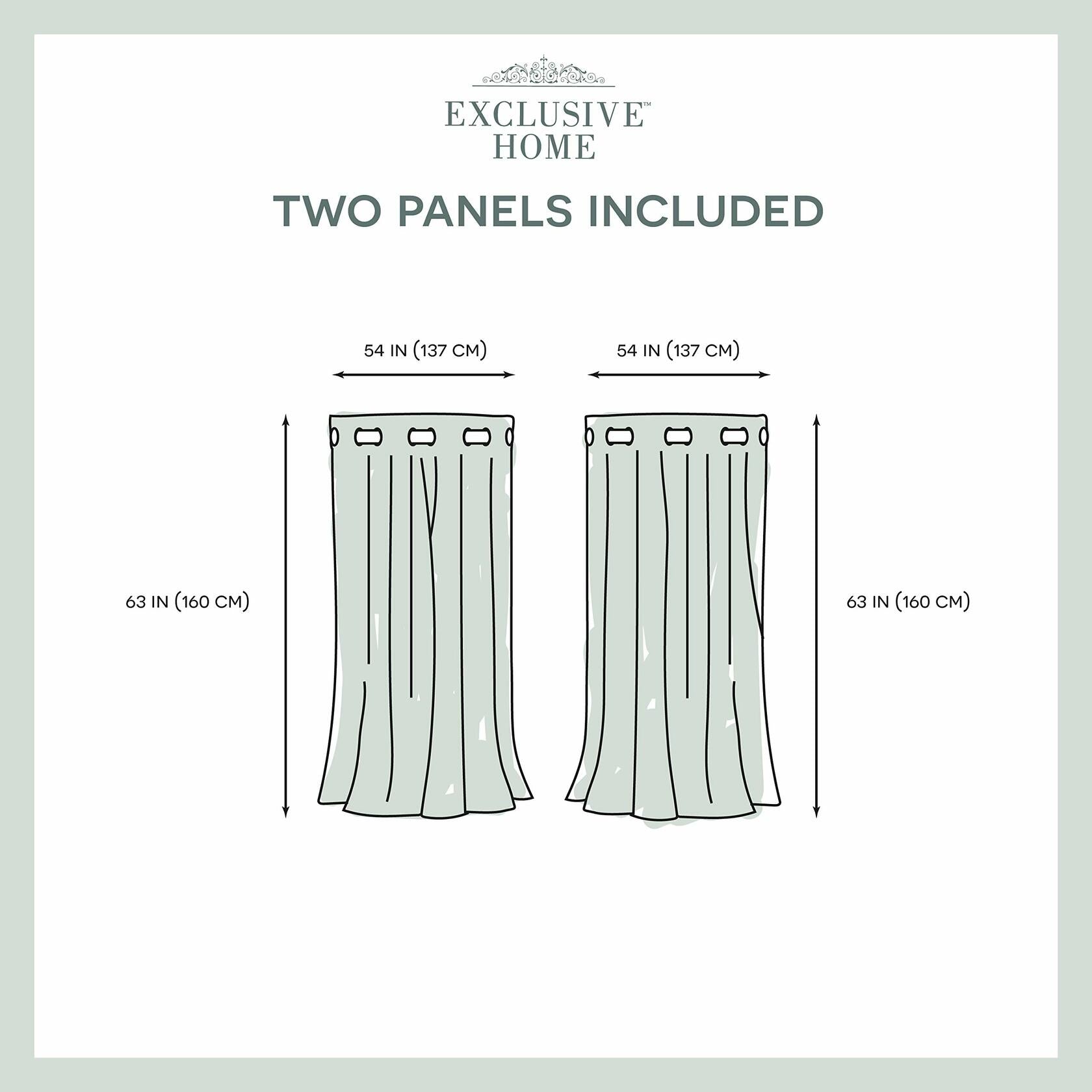 Exclusive Home Curtains - EH8271-02 2-63G Branches Linen Blend Window Curtain Panel Pair with Grommet Top, 54x63, Natural, 2 Piece