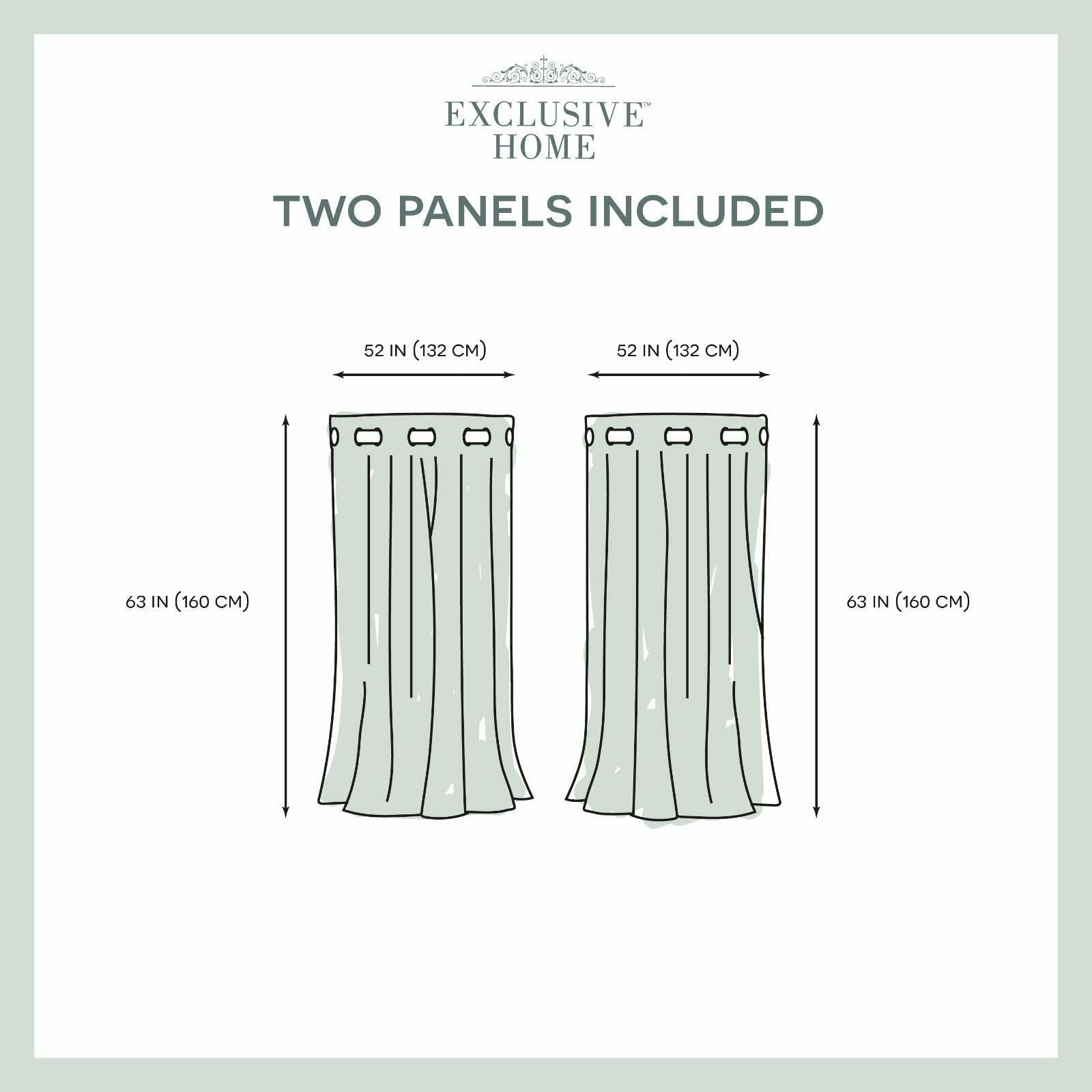 EXCLUSIVE HOME Academy Total Blackout Grommet Top Curtain Panel Pair, 52"x63", White