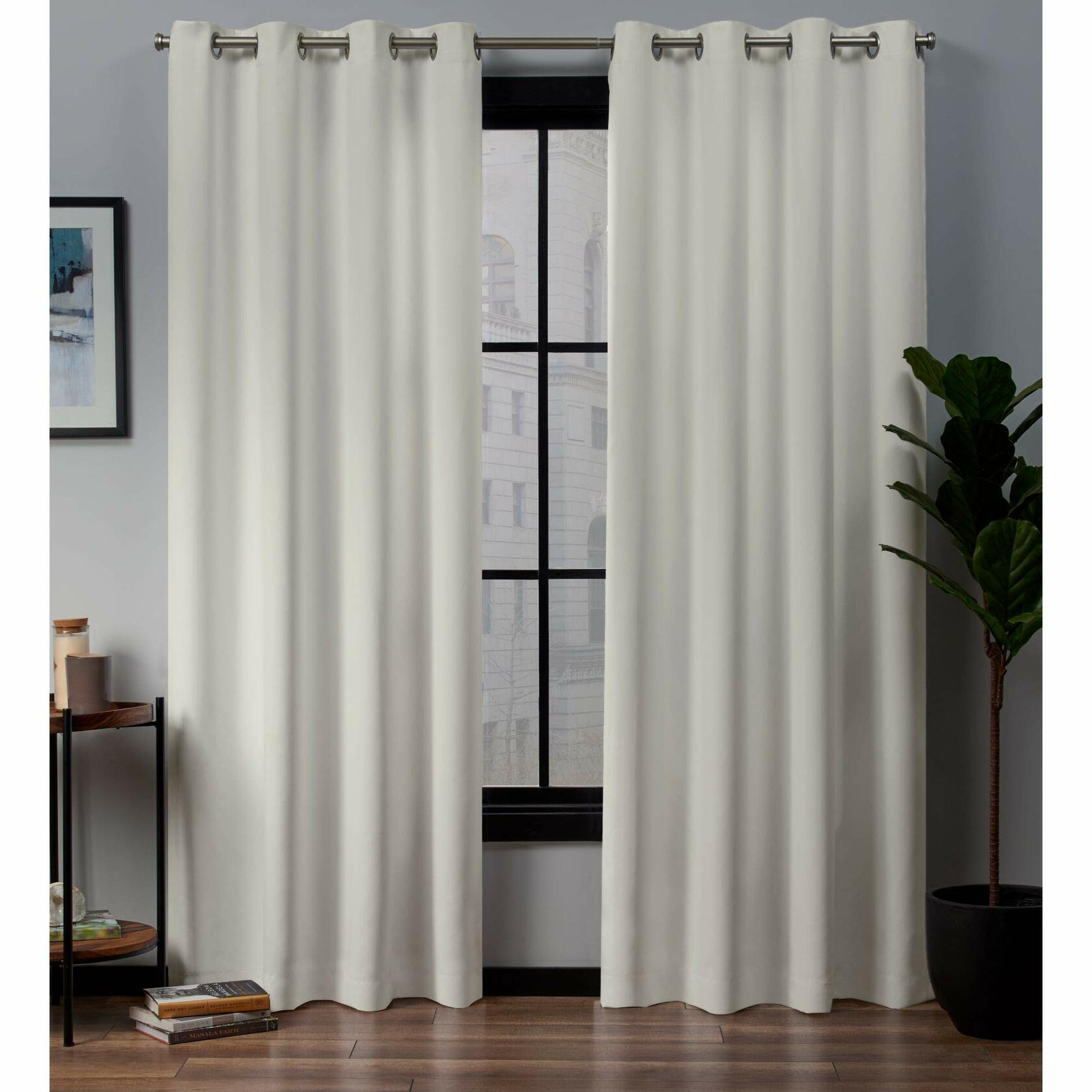 Exclusive Home Curtains Academy Total Blackout Grommet Top Curtain Panel Pair, 52"x84", Ivory